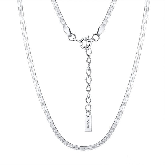 14+2inches / SC44-14+2 Solid 925 Sterling Silver Jewelry -  Handmade Italian 1.8mm Flexible Flat e Chain