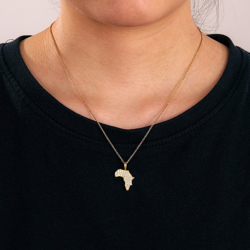 14K 18K Gold Plated 925 Sterling Silver Africa Map Charm Necklace Pendant