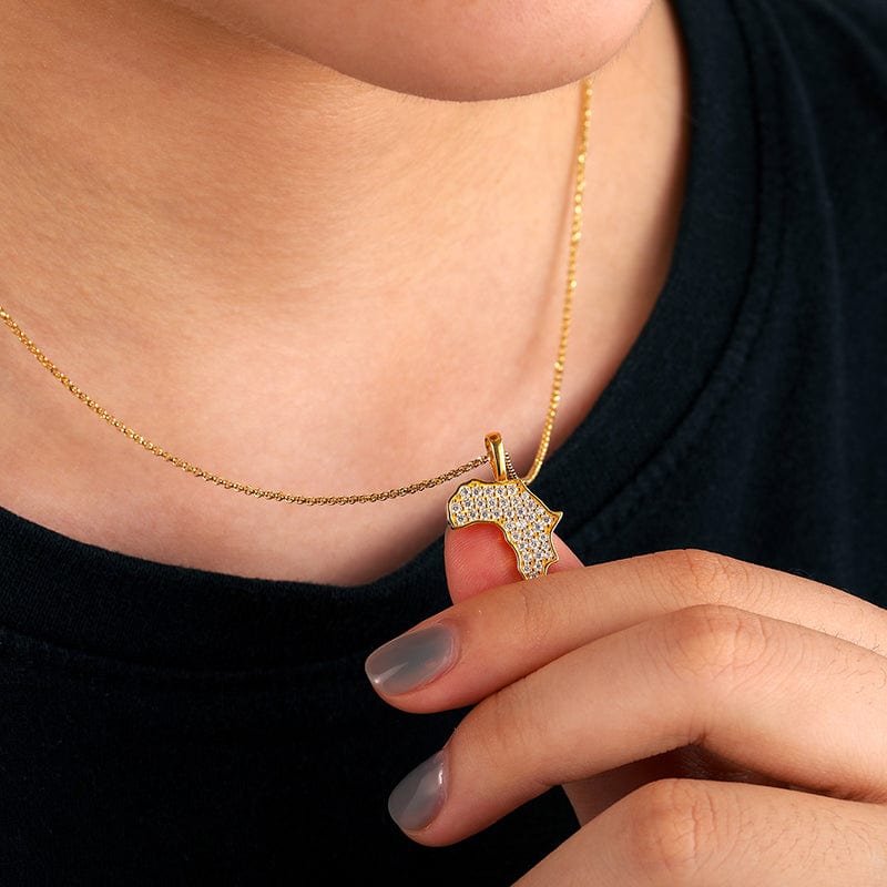 14K 18K Gold Plated 925 Sterling Silver Africa Map Charm Necklace Pendant