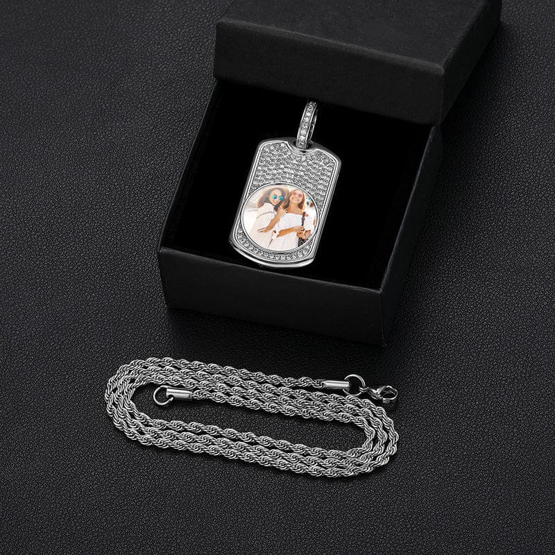 14K 18K Gold Plated Brass Military Card Custom Photo Memory Pendant Necklace For Men
