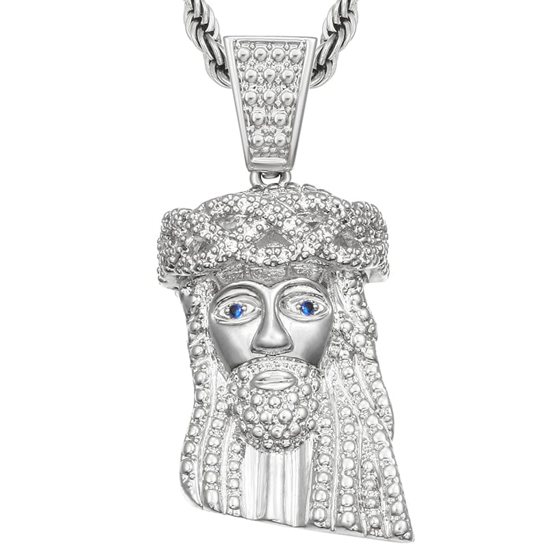 14K 18K Gold Plated Cubic Zirconia Diamond Jesus Charm Pendant Necklace With Chain