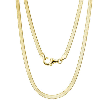 14K Soild Yellow Gold Chain - 2.6mm Flat Herringbone Snake  Necklace