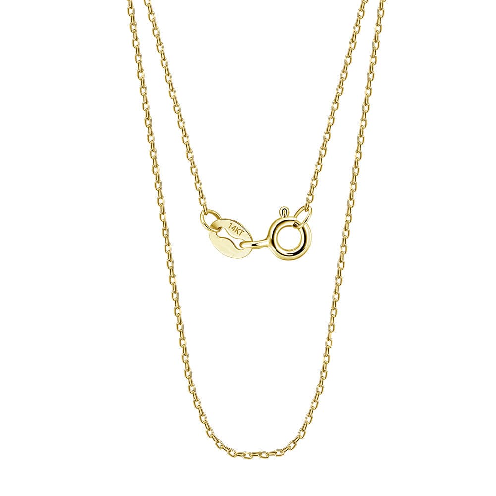 14K Solid  Gold  - 0.7mm Cable Chain Necklace