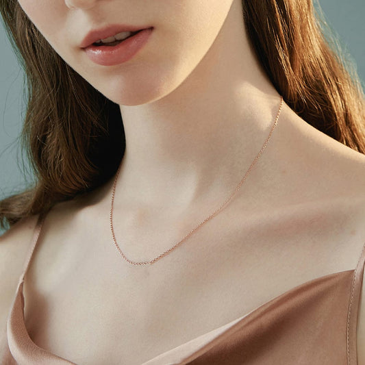 Latest 14K Solid  Gold  Necklace Designs - 0.7mm Cable Chain
