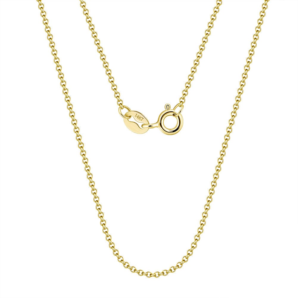 14K Solid  Gold  - 1.0mm Rolo Chain Necklace