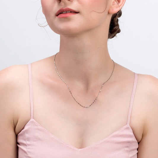 14K  Solid Gold Necklace -  1.2mm Bar Chain Necklace