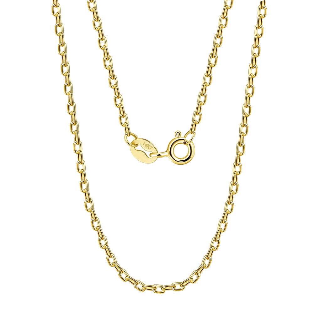 14K Solid Gold  - 1.3mm Thin Cable Chain Necklace