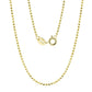 14K Solid Gold  - 1.5mm Diamond-Cut Bead Chain Necklace
