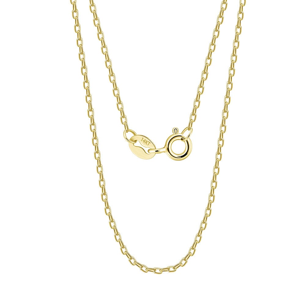 14K Solid Gold Necklace - 1.0mm Cable Chain f
