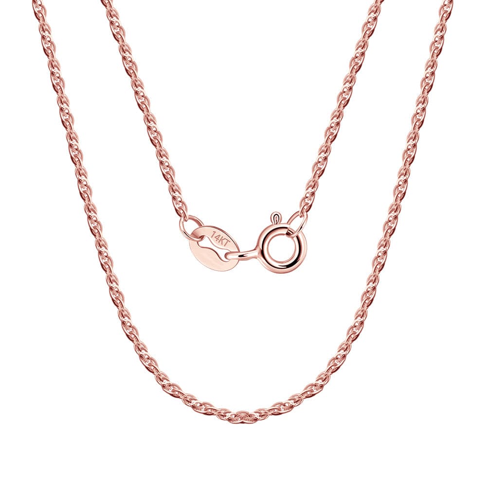 14k Solid Gold Rope Chain Necklace
