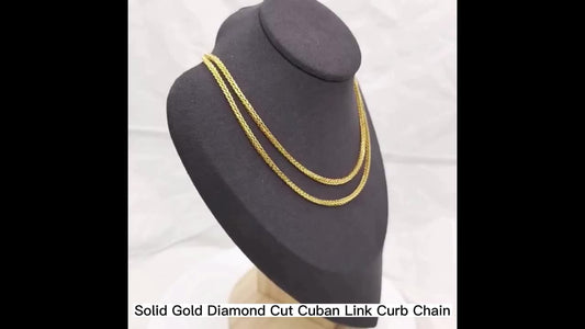 1.35mm  Cuban Link  Chain - Latest 14K Solid Yellow Gold Necklace Designs
