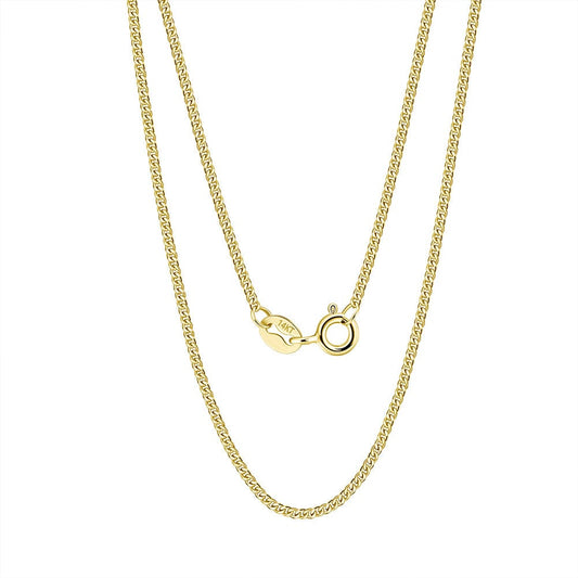 14K Solid Yellow Gold - 1.35mm Diamond Cut Cuban Link Curb Chain