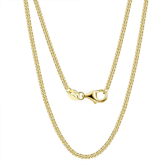 14K Solid Yellow Gold Chain - 2.2mm Diamond Cut Cuban Link  Necklace