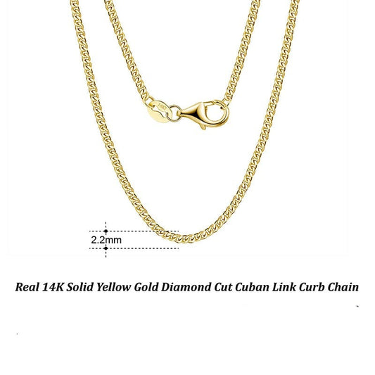 2.2mm Cuban Link Chain - Latest 14K Solid Yellow Gold Necklace Designs
