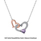 18+2 inches / FN35-P (10K) Pure Gold Natural Garnet  Necklace - Mossianite Diamonds Double Heart Pendant
