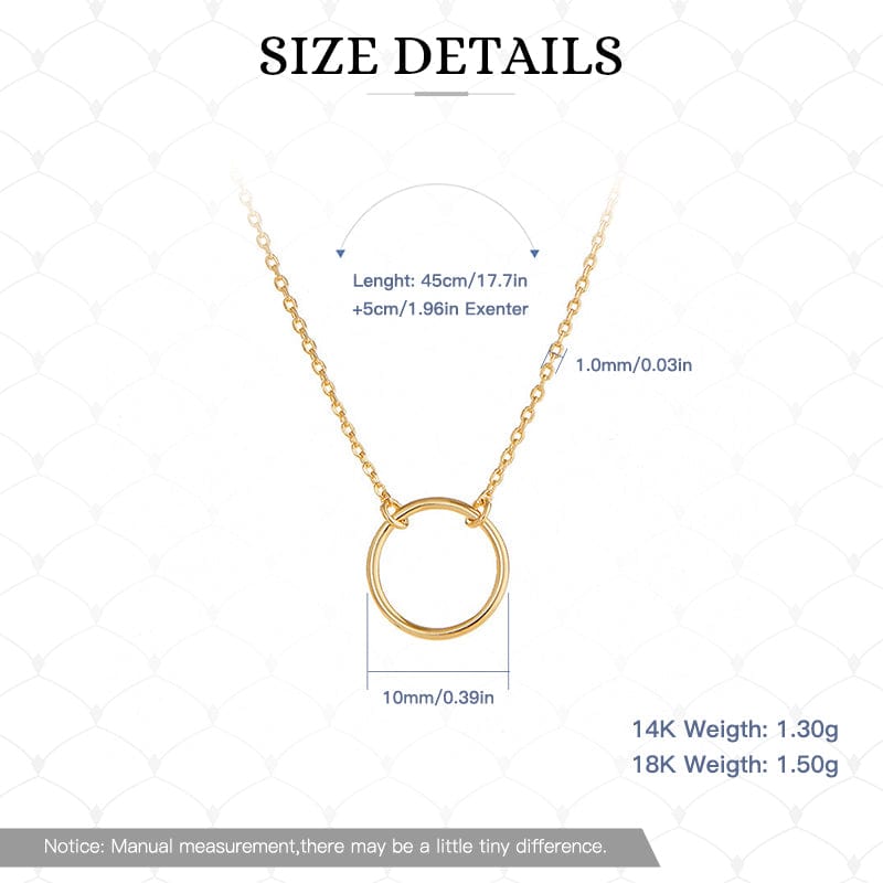 18inches / 14K Solid Gold 14 K solid gold Circle Necklace
