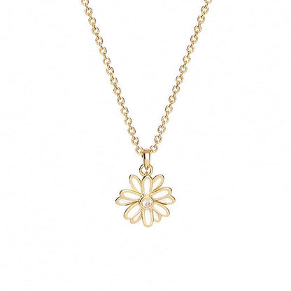 18inches / 14K Solid Gold 14K Gold Solid Flower  Necklace -  Moissanite Diamond  Pendant