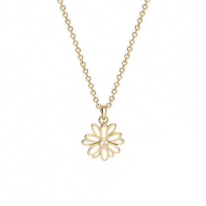 18inches / 14K Solid Gold 14K Gold Solid Flower  Necklace -  Moissanite Diamond  Pendant