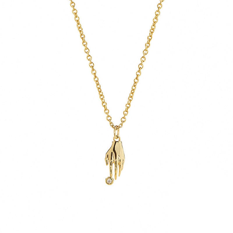 18inches / 14K Solid Gold 14K Solid Gold Hand Pendant  Necklace