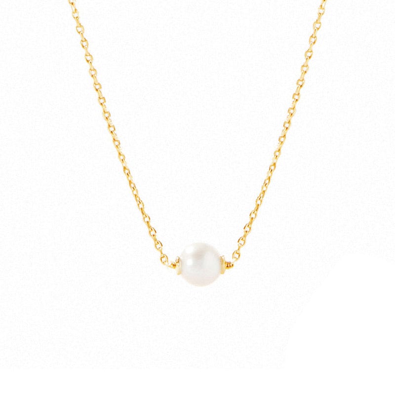 18inches / 14K Solid Gold 14k Solid Gold Natural Freshwater Pearl Pendant Necklace