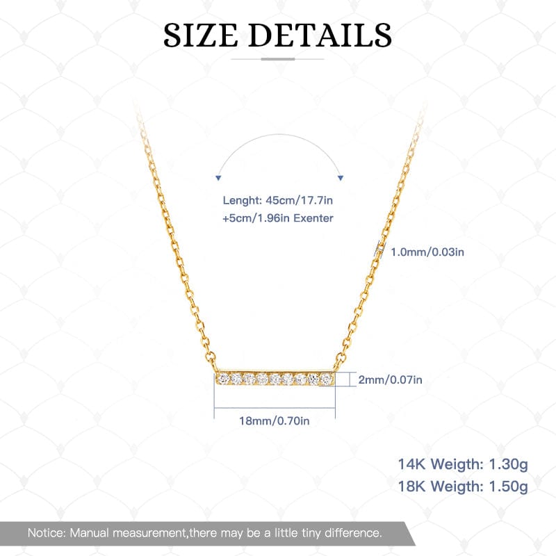 18inches / 14K Solid Gold 14K Solid Gold Necklace - Gold Moissanite Diamond Pendant