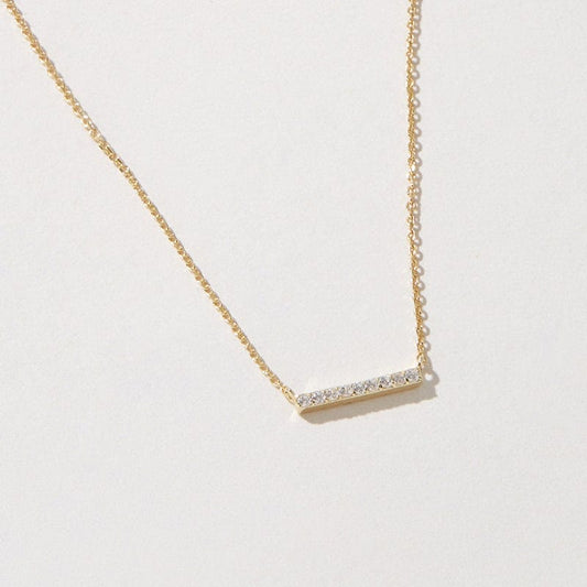 14K Solid Gold Necklace - Gold Moissanite Diamond Pendant