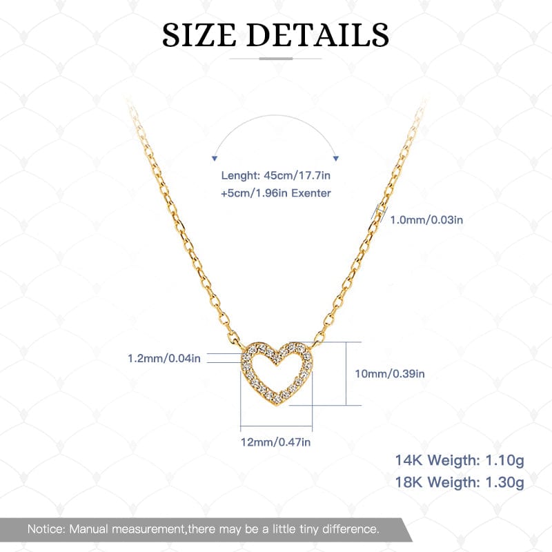 18inches / 14K Solid Gold Heart Design - 14K Solid Gold Necklace