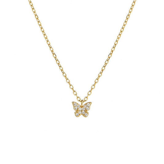 18inches / 14K Solid Gold Romantic Necklace Chain -Real Gold Moissanite Pendent Necklace