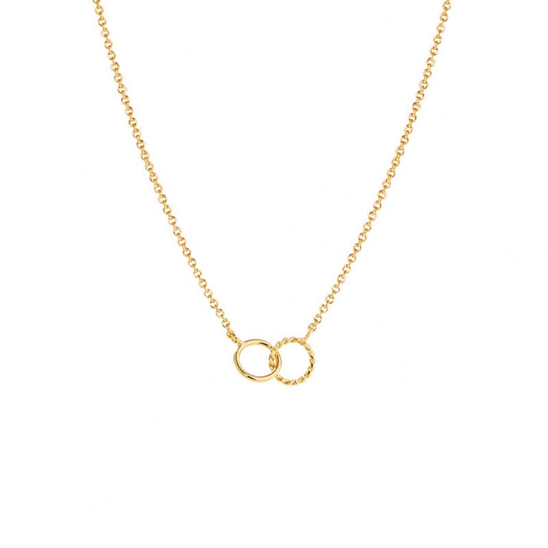 18inches / 14K Solid Gold Solid Gold Link Chain -Double Circle Necklace