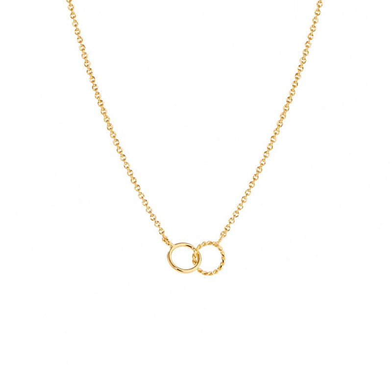 18inches / 14K Solid Gold Solid Gold Link Chain -Double Circle Necklace
