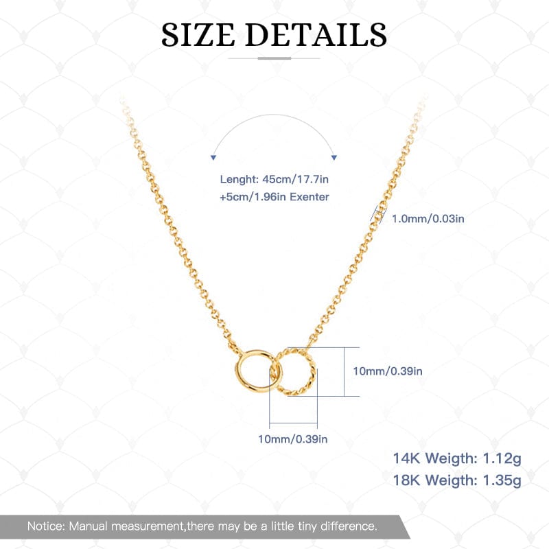 18inches / 14K Solid Gold Solid Gold Link Chain -Double Circle Necklace