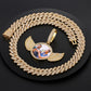 18inches / 397+845-gold Drop Shipping Hip Hop Jewelry Sets Luxury 18K Gold Plated Custom Photo Wing Pendant With 12mm Miami Cuban Link Chain
