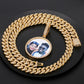 18inches / 404+798-gold Hip Hop Jewelry Sets Bling - 18K Gold Plated Custom Photo Pendant With 12mm Iced Out Cuban Link Chain