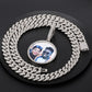 18inches / 404+798-silver Hip Hop Jewelry Sets Bling - 18K Gold Plated Custom Photo Pendant With 12mm Iced Out Cuban Link Chain