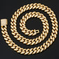 18inches / 404-gold Custom Photo Sublimation Blanks Pendant 12mm Luxury Miami Cuban Link Chain Necklace