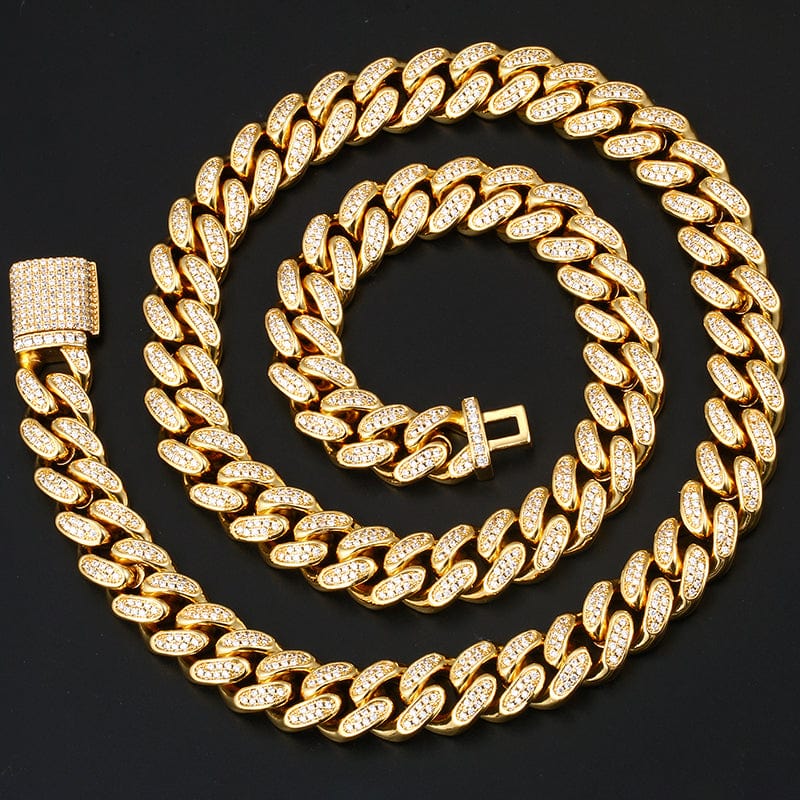 18inches / 404-gold Hip Hop Jewelry Sets Bling - 18K Gold Plated Custom Photo Pendant With 12mm Iced Out Cuban Link Chain