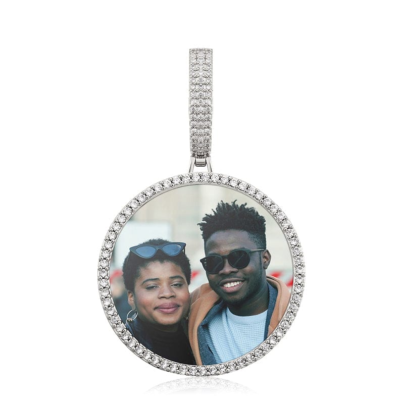 18inches / 798-silver Hip Hop Jewelry Sets Bling - 18K Gold Plated Custom Photo Pendant With 12mm Iced Out Cuban Link Chain