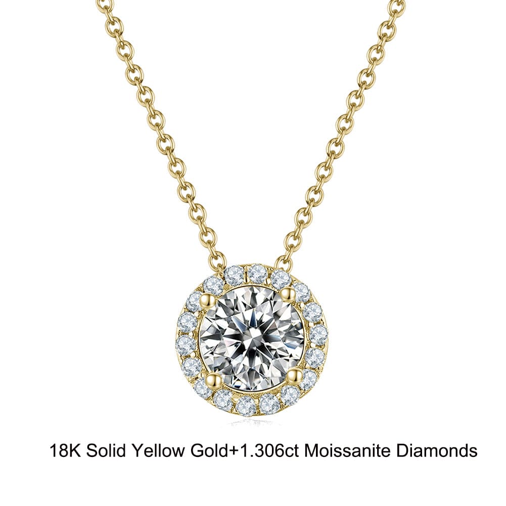 18inches / EN11-G (18K) Real Gold Necklace - Moissanite Diamond Pendant
