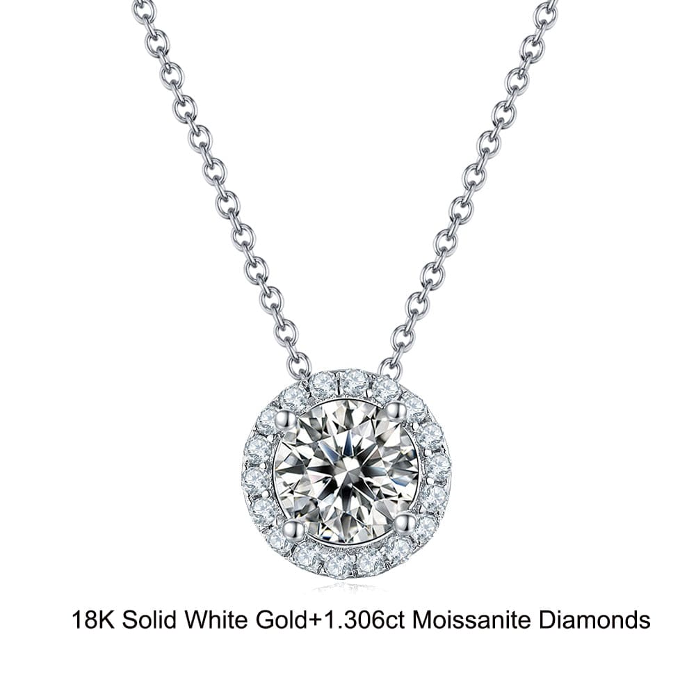 18inches / EN11-P (18K) Real Gold Necklace - Moissanite Diamond Pendant