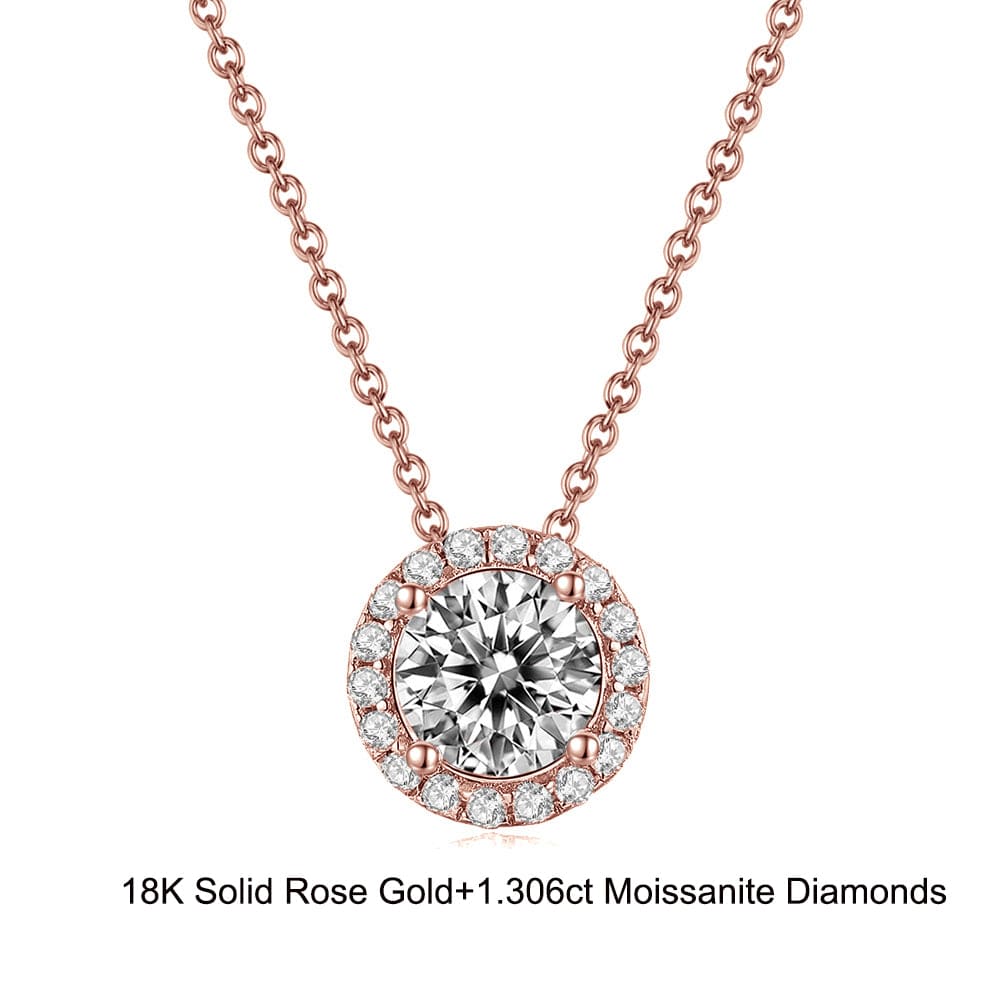 18inches / EN11-R (18K) Real Gold Necklace - Moissanite Diamond Pendant
