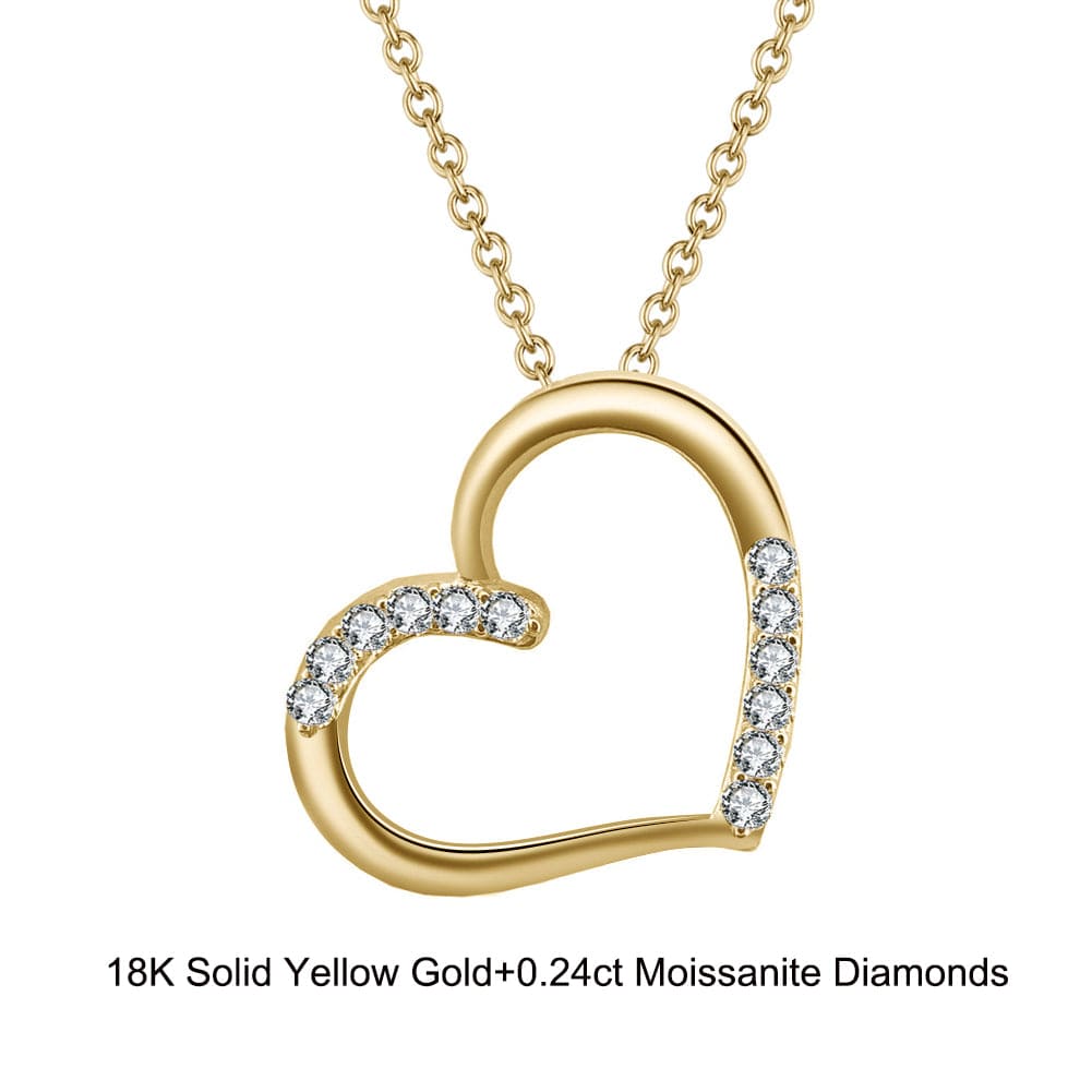 18inches / EN12-G (18K) Dainty Gold  Jewelry - Moissanite Diamond Heart Pendant Necklace