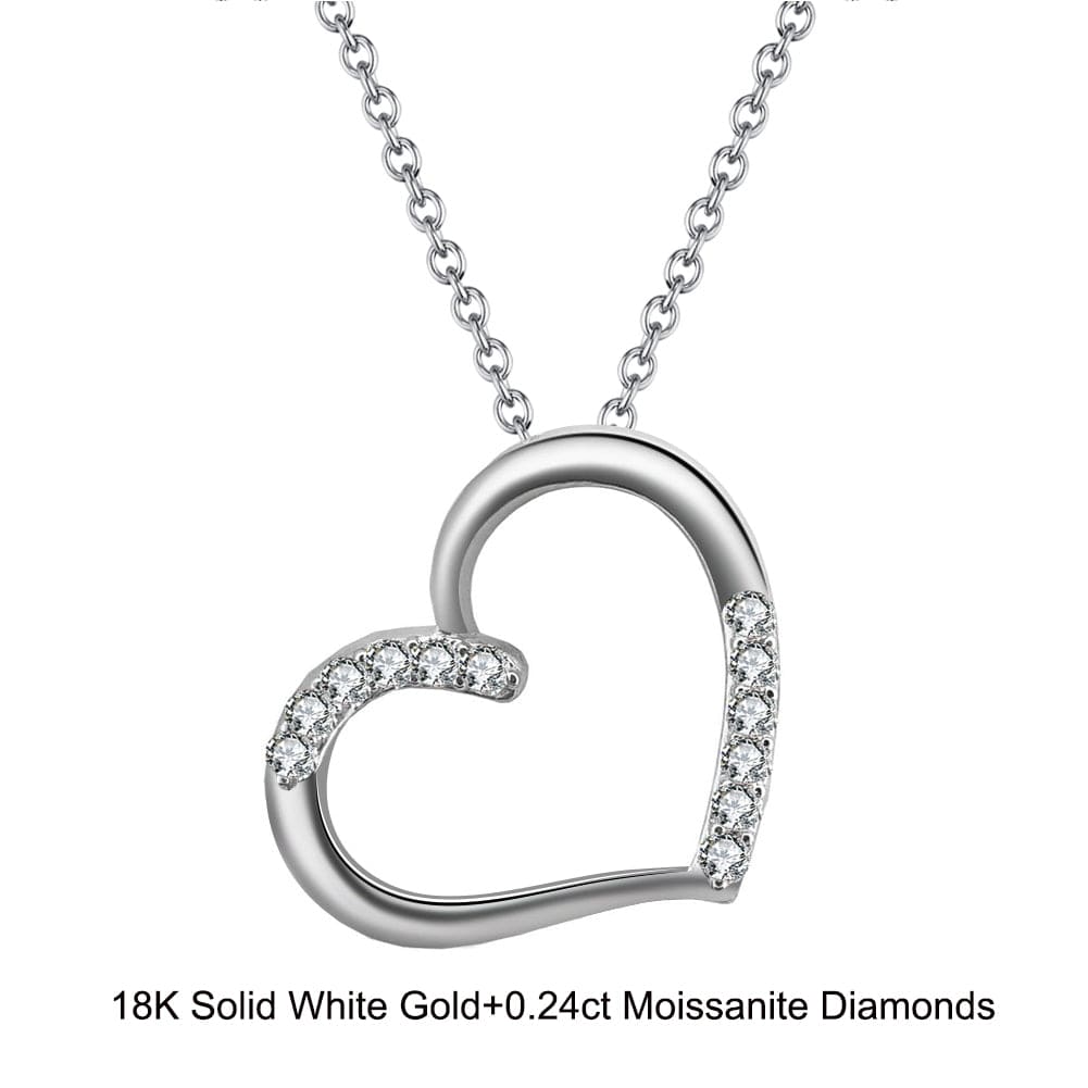 18inches / EN12-P (18K) Dainty Gold  Jewelry - Moissanite Diamond Heart Pendant Necklace