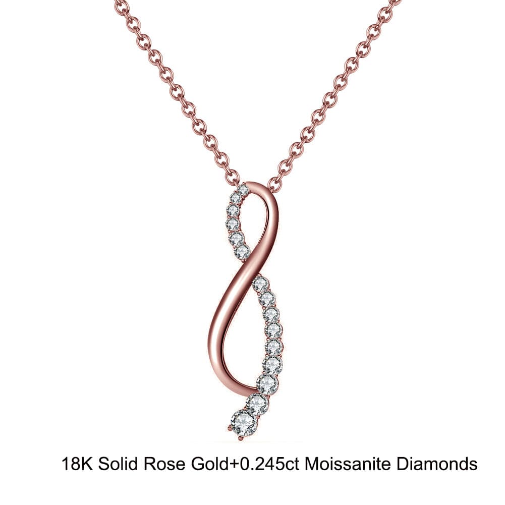 18inches / EN14-R (18K) Solid Gold Dainty Fine Jewelry - Moissanite Diamond  Infinity Necklace
