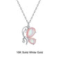 18inches / EN15-P (18K) Butterfly Solid Gold Necklace - Mother of Pearl-  Moissanite Diamond Pendant
