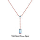 18inches / EN18-R (18K) Solid Gold Swiss Blue Natural Topaz Necklace - Moissanite Diamond