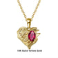 18inches / EN25-G (18K) Solid Gold Natural Garnet Necklace -  Unique Design Heart Pendant
