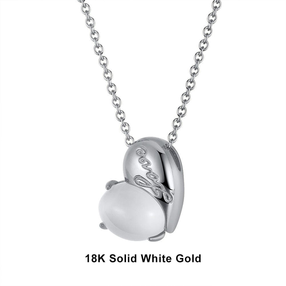 18inches / EN26-P (18K) Solid Gold Heart Necklace  - Natural Romantic Moonstone Pendant