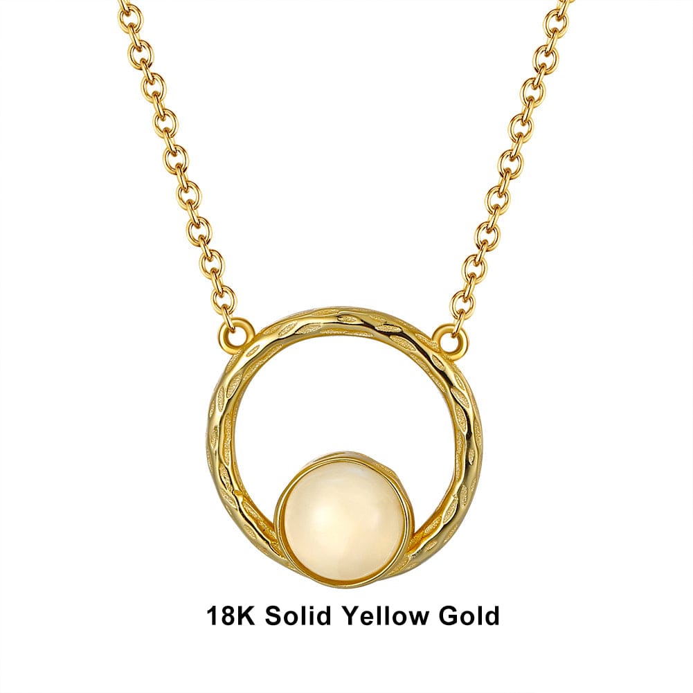 18inches / EN27-G (18K) Minimalist  Moonstone Pendant - Solid Gold Necklace