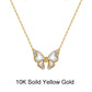 18inches / FN16-G (10K) Solid Gold Butterfly Necklace - Natural Mother of Pearl - Moissanite Gold Pendant