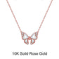 18inches / FN16-R (10K) Solid Gold Butterfly Necklace - Natural Mother of Pearl - Moissanite Gold Pendant